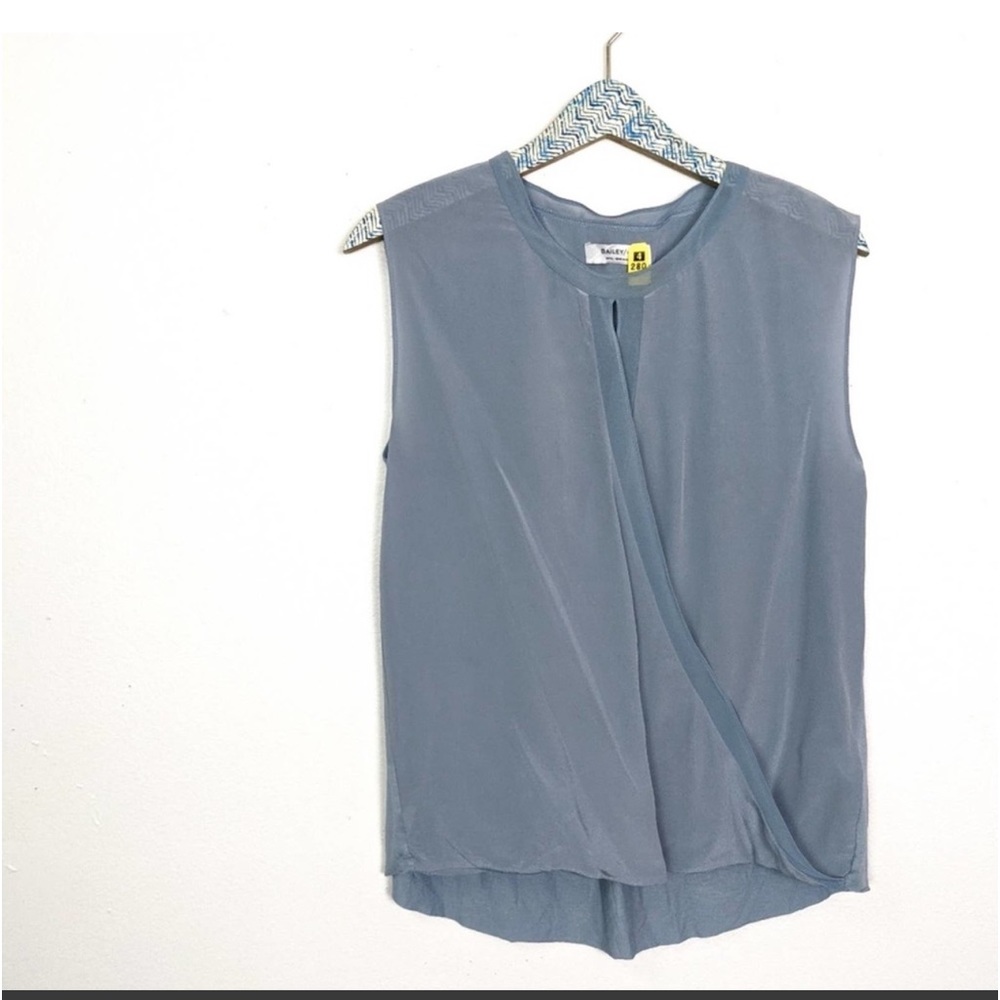 Bailey44 Blue Sheer Crossover Surplice Career Top